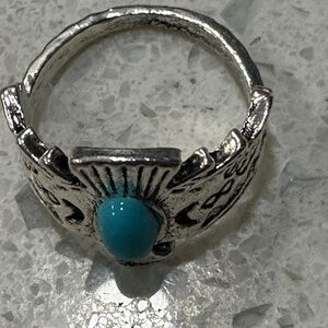 Silver Color and Turquoise Ring